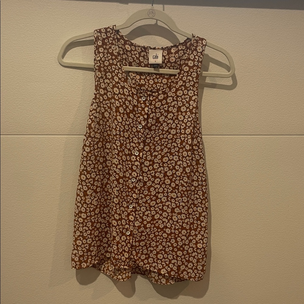 CAbi Brown Floral Blouse